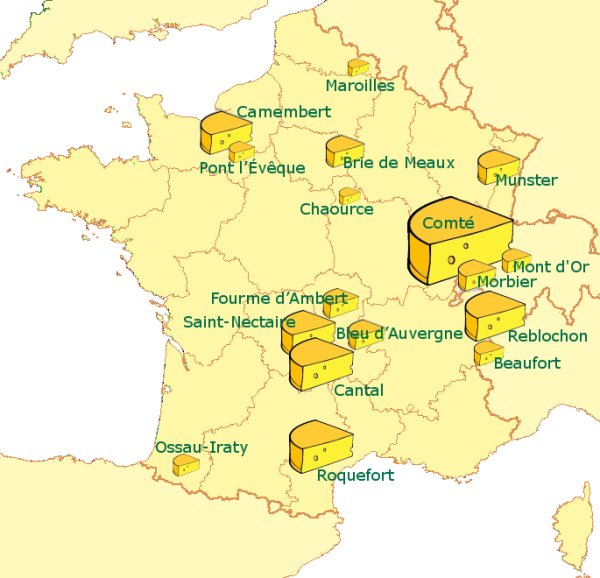 Map of French cheese regions